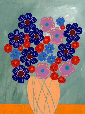 Summer Arrangement I White Modern Wood Framed Art Print with Double Matting by Moore, Regina