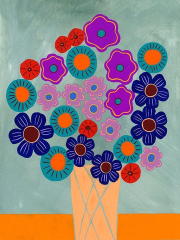 Summer Arrangement II White Modern Wood Framed Art Print with Double Matting by Moore, Regina