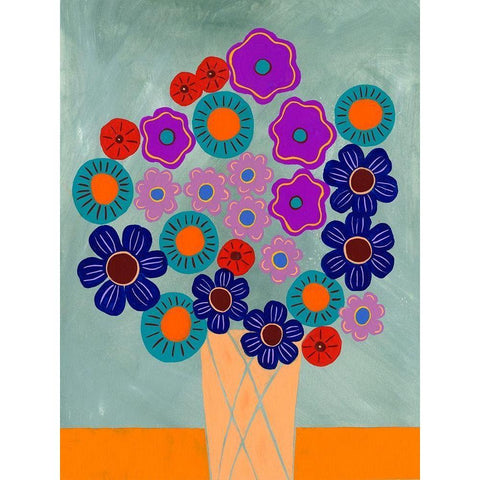 Summer Arrangement II Black Modern Wood Framed Art Print with Double Matting by Moore, Regina