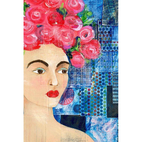 Flowers in her Hair I Black Modern Wood Framed Art Print by Moore, Regina