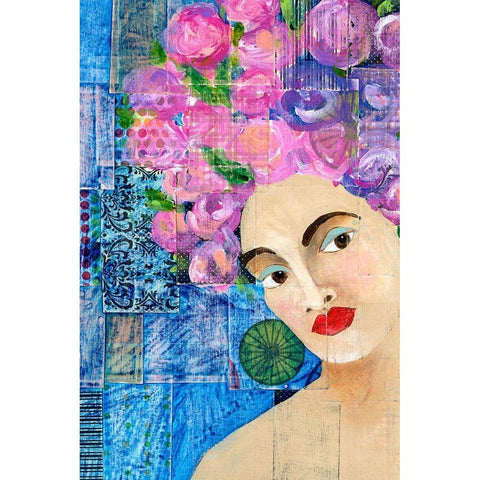 Flowers in her Hair II White Modern Wood Framed Art Print by Moore, Regina