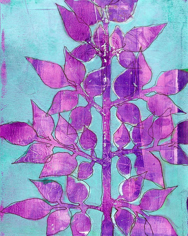 Purple Planta I Black Ornate Wood Framed Art Print with Double Matting by Moore, Regina
