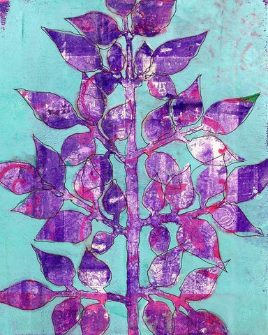Purple Planta II White Modern Wood Framed Art Print with Double Matting by Moore, Regina