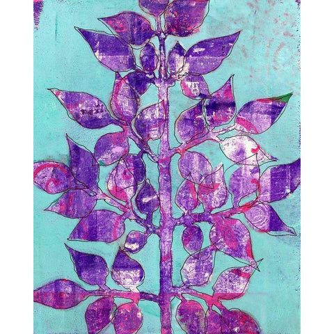 Purple Planta II Black Modern Wood Framed Art Print with Double Matting by Moore, Regina