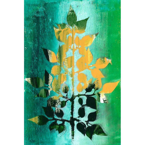 Changing Leaves III Black Modern Wood Framed Art Print with Double Matting by Moore, Regina