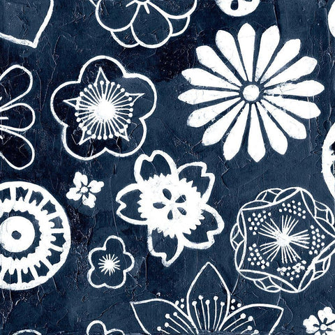 Navy Cascade II White Modern Wood Framed Art Print with Double Matting by Meagher, Megan