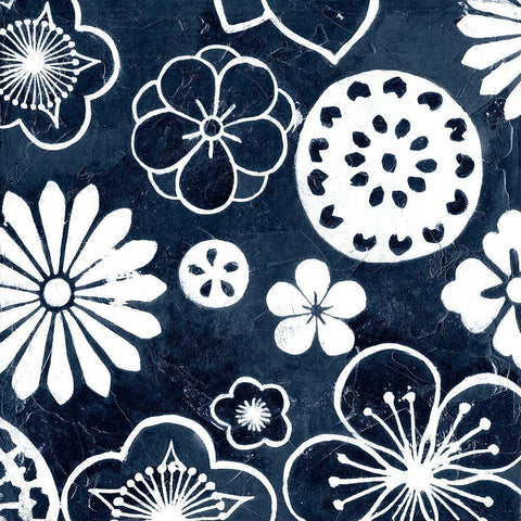 Navy Cascade III Black Modern Wood Framed Art Print with Double Matting by Meagher, Megan