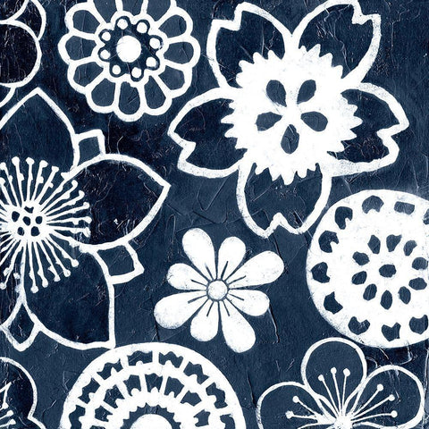 Navy Cascade IV Black Modern Wood Framed Art Print with Double Matting by Meagher, Megan