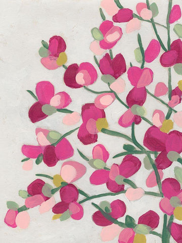 Spring Pinks III White Modern Wood Framed Art Print with Double Matting by Vess, June Erica