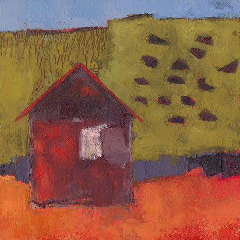 Oosburg Barn White Modern Wood Framed Art Print with Double Matting by Jachimiec, Sue