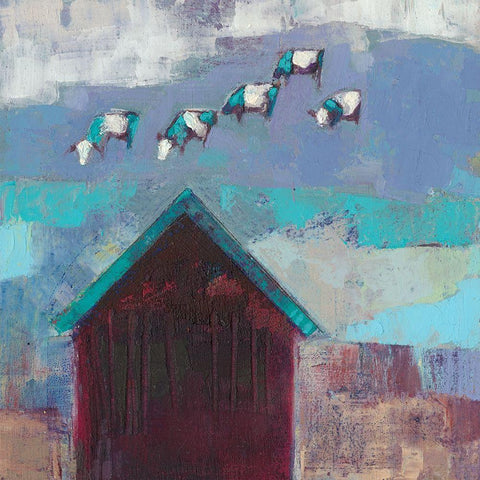 Cow Cloud Barn Gold Ornate Wood Framed Art Print with Double Matting by Jachimiec, Sue