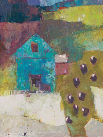 Cloverton Barn White Modern Wood Framed Art Print with Double Matting by Jachimiec, Sue
