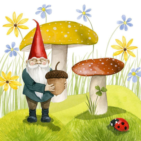 Gnome Neighbors I Gold Ornate Wood Framed Art Print with Double Matting by Popp, Grace