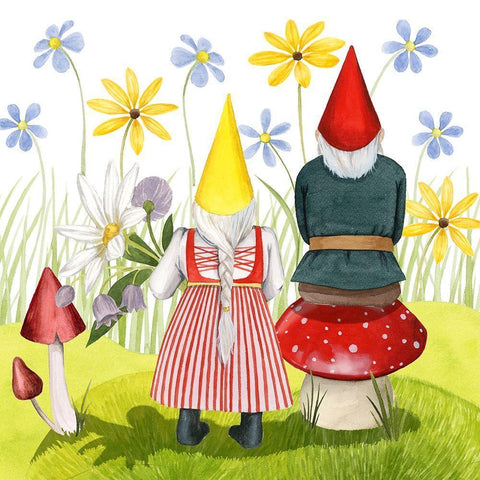 Gnome Neighbors III White Modern Wood Framed Art Print with Double Matting by Popp, Grace