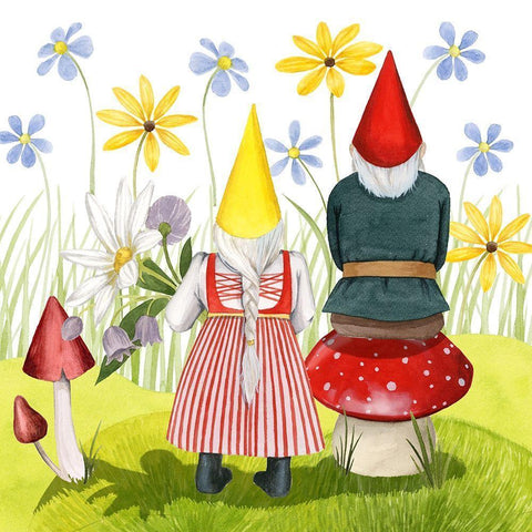 Gnome Neighbors III Black Modern Wood Framed Art Print by Popp, Grace