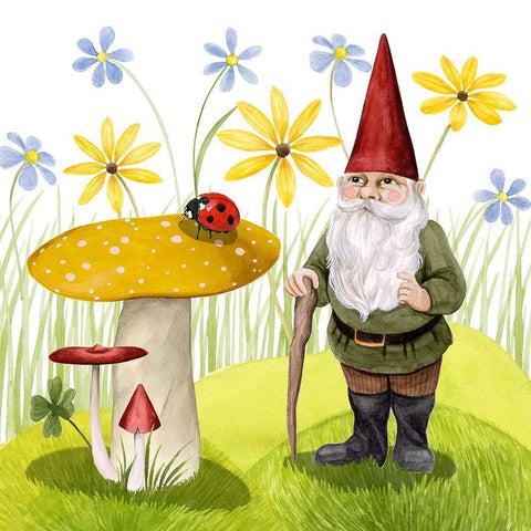 Gnome Neighbors IV White Modern Wood Framed Art Print with Double Matting by Popp, Grace