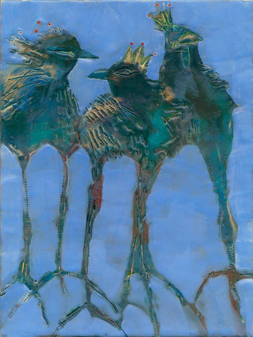 Gaggle II White Modern Wood Framed Art Print with Double Matting by Jachimiec, Sue