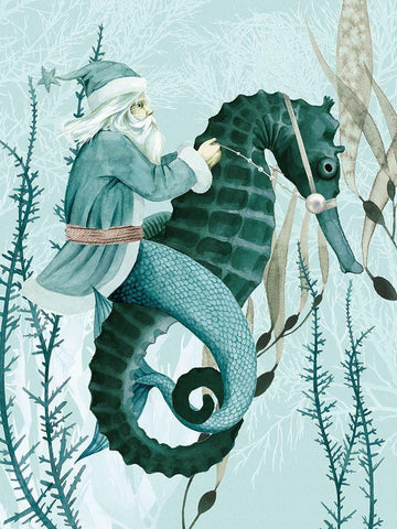 The Sea Santa I Black Ornate Wood Framed Art Print with Double Matting by Popp, Grace