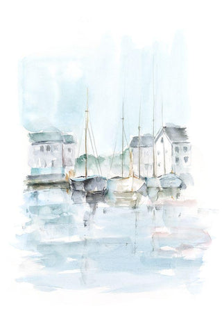 New England Port II Black Ornate Wood Framed Art Print with Double Matting by Harper, Ethan