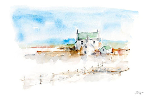 Prairie Farmhouse II White Modern Wood Framed Art Print with Double Matting by Harper, Ethan