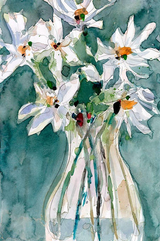 A Daisy Moment II White Modern Wood Framed Art Print with Double Matting by Dixon, Samuel