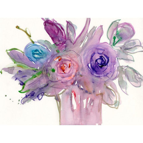 Floral Accent I Black Modern Wood Framed Art Print with Double Matting by Dixon, Samuel