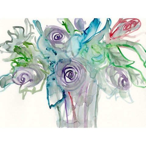 Floral Accent II White Modern Wood Framed Art Print by Dixon, Samuel