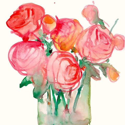Cottage Roses I Black Modern Wood Framed Art Print by Dixon, Samuel