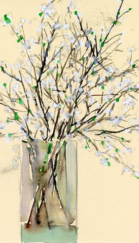 Spring Floral Arrangement I White Modern Wood Framed Art Print with Double Matting by Dixon, Samuel