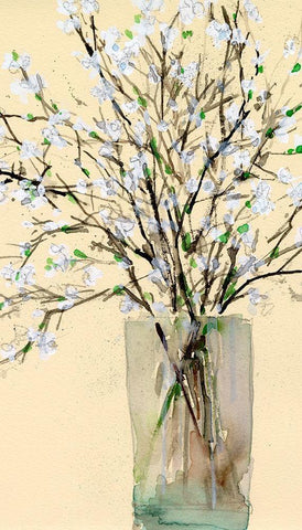 Spring Floral Arrangement II White Modern Wood Framed Art Print with Double Matting by Dixon, Samuel