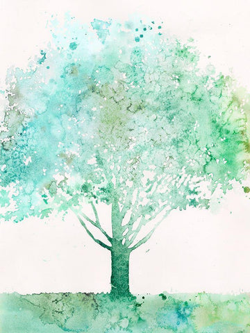 Aquamarine Tree I White Modern Wood Framed Art Print with Double Matting by Meagher, Megan