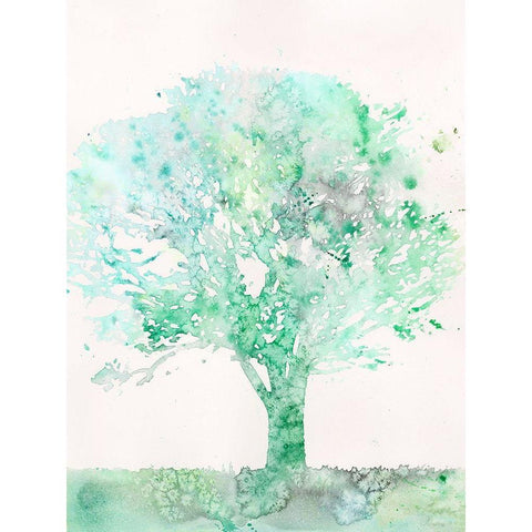 Aquamarine Tree II Gold Ornate Wood Framed Art Print with Double Matting by Meagher, Megan