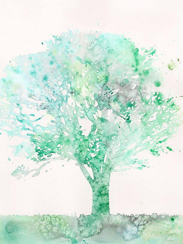 Aquamarine Tree II Black Ornate Wood Framed Art Print with Double Matting by Meagher, Megan