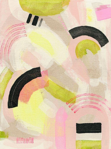 Neon Marks II White Modern Wood Framed Art Print with Double Matting by Galapon, Nikki
