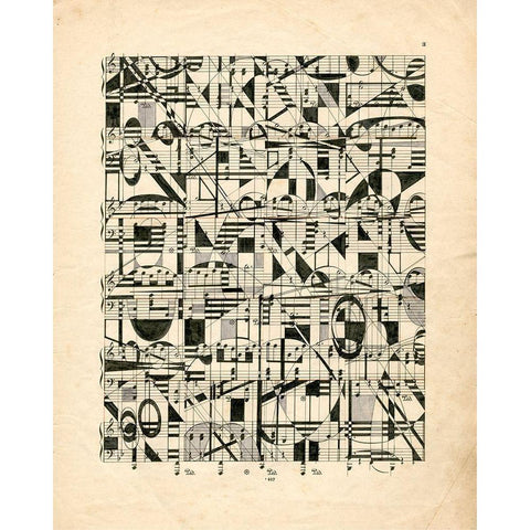 Graphic Notes Black Modern Wood Framed Art Print by Galapon, Nikki
