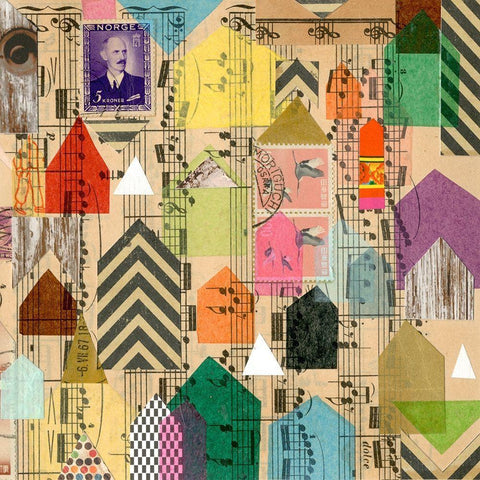 Stamped Houses II Black Ornate Wood Framed Art Print with Double Matting by Galapon, Nikki