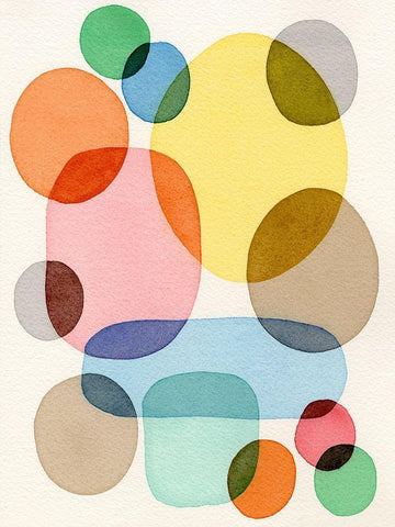 Inked Orbs IV White Modern Wood Framed Art Print with Double Matting by Galapon, Nikki