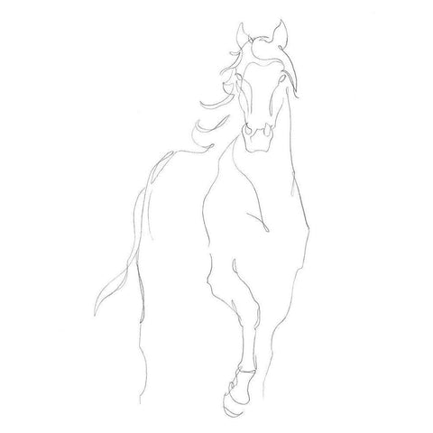 Horse Contour I White Modern Wood Framed Art Print by Harper, Ethan