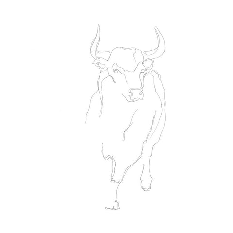 Bull Contour I Black Modern Wood Framed Art Print by Harper, Ethan