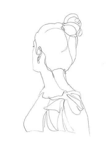 Feminine Contour I White Modern Wood Framed Art Print with Double Matting by Harper, Ethan