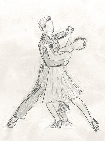 Vintage Ballroom I White Modern Wood Framed Art Print with Double Matting by Vess, June Erica