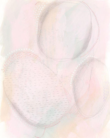 Blush Ovale I White Modern Wood Framed Art Print with Double Matting by Moore, Regina