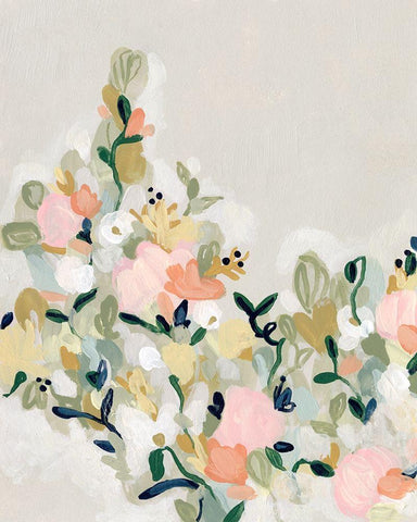 Blushing Blooms II White Modern Wood Framed Art Print with Double Matting by Vess, June Erica