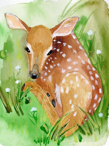 Baby Spring Animals I White Modern Wood Framed Art Print with Double Matting by Ludwig, Alicia