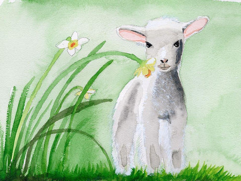 Baby Spring Animals IV White Modern Wood Framed Art Print with Double Matting by Ludwig, Alicia