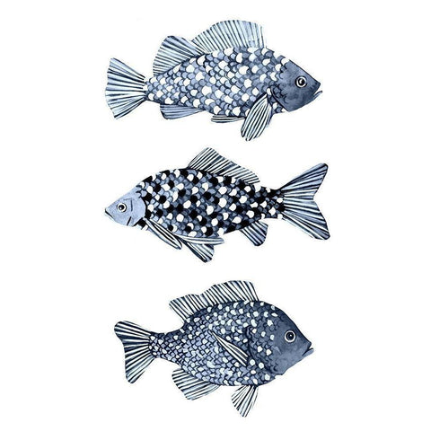 Blue Fish I Black Modern Wood Framed Art Print with Double Matting by Scarvey, Emma