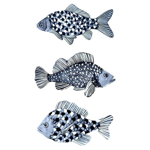 Blue Fish II Black Modern Wood Framed Art Print with Double Matting by Scarvey, Emma