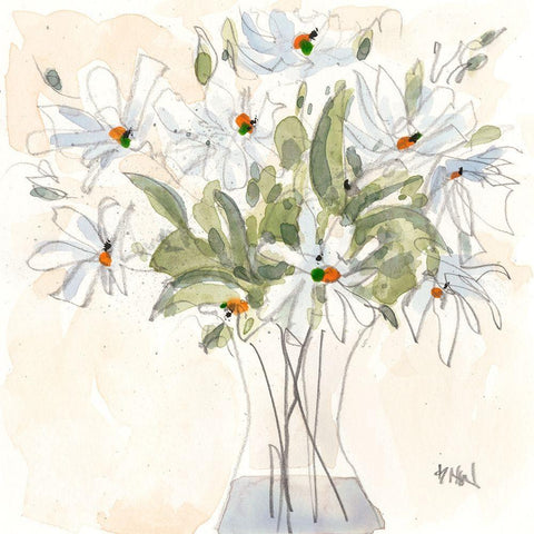 Daisy Just Because I White Modern Wood Framed Art Print with Double Matting by Dixon, Samuel