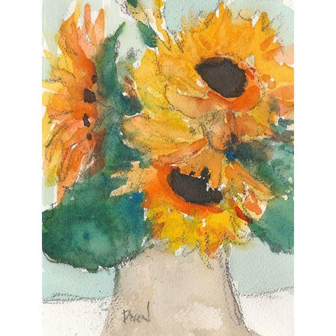 Rustic Sunflowers I Gold Ornate Wood Framed Art Print with Double Matting by Dixon, Samuel