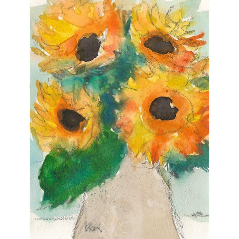 Rustic Sunflowers II Black Modern Wood Framed Art Print by Dixon, Samuel